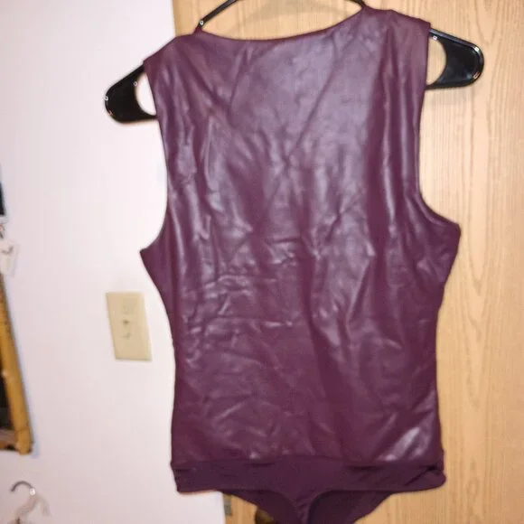 Express Burgundy Sleeveless Bodysuit - Picture 5 of 9